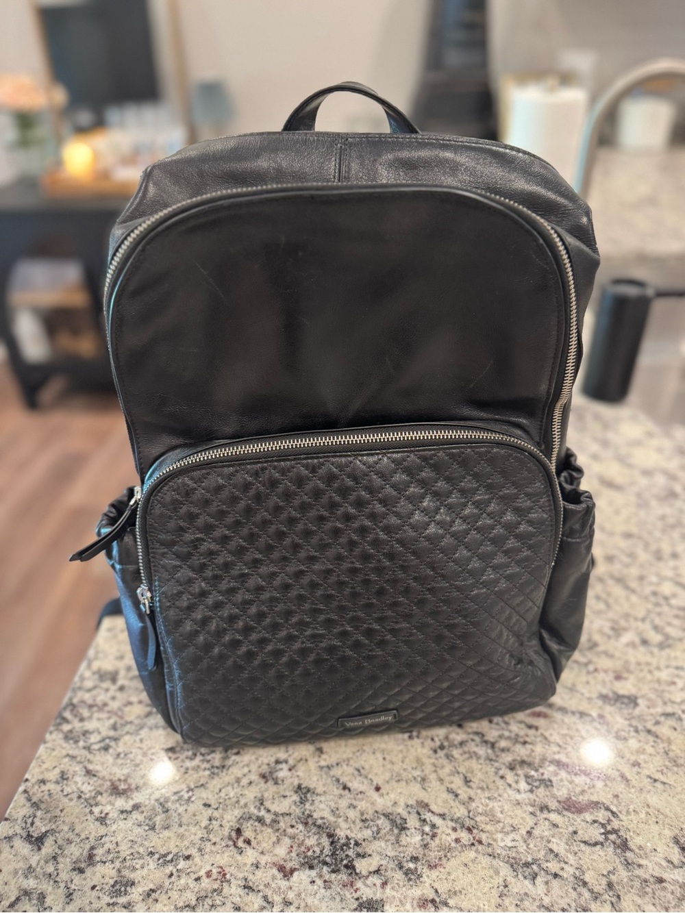 Vera Bradley Genuine Leather Carryall Backpack – Black